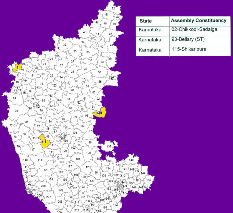 Karnataka assembly by elections 2014 map