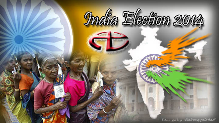 A digital designed image it indicates the india elections 2014 details